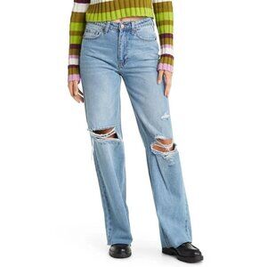 ABOUND Bnwot Blue Wide Leg Jeans New Relaxed Distressed Raw Hem